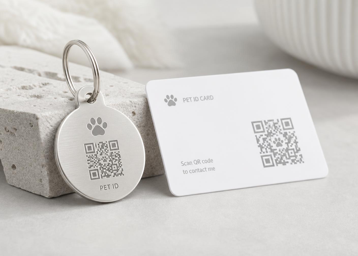 Card físico e medalha de identificação Focinho ID em inox